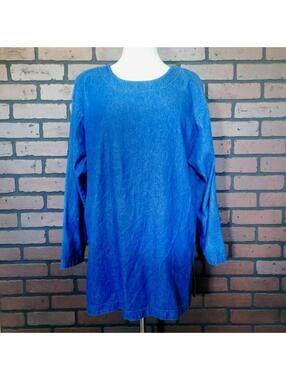 Vintage Esse Dallas 100% Cotton Blue Demin Tunic Top Size Large
